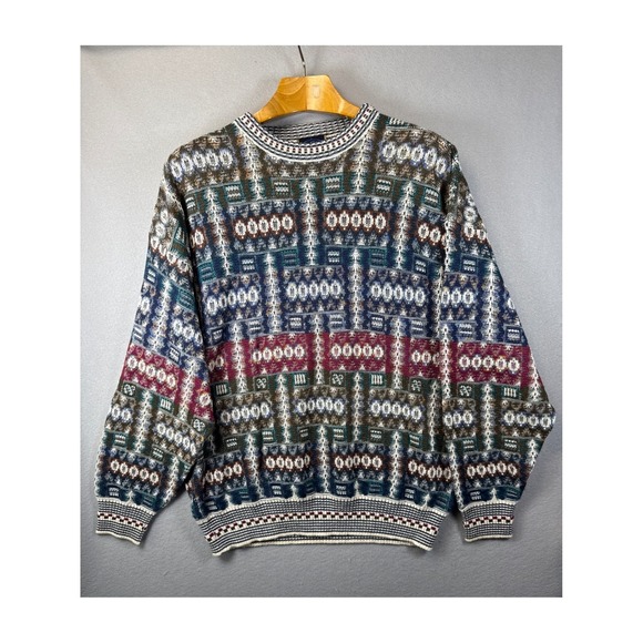 Vintage CT Design Nordic Knit Sweater Mens Size L‎ Abstract Multicolor Dad Cosby - Picture 2 of 11